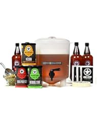 BrewDemon Craft Beer Kit with Bottles - Conical Fermenter Eliminates Sediment and Makes Great Tasting Home Made Beer - 1 gallon pilsner, stout, and pale ale kit