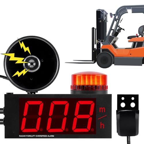 Saladulce Overspeed Alarm Siren for Forklift 120dB Speed Limit Alarm Horn Speed Limiter Warning Light with Speed Display Sound Light Alarm DC12~42V
