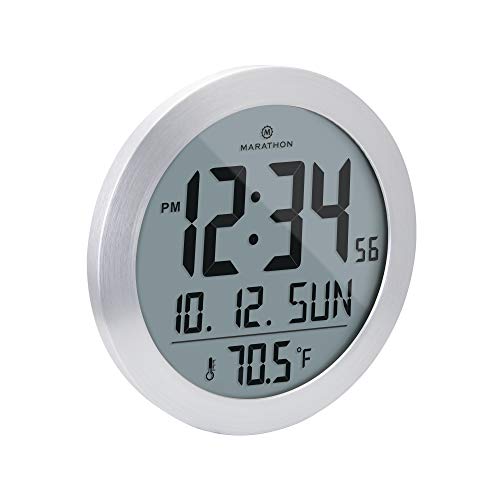 MARATHON 25.5 cm Digital Wall Clock with Date & Indoor Temperature in