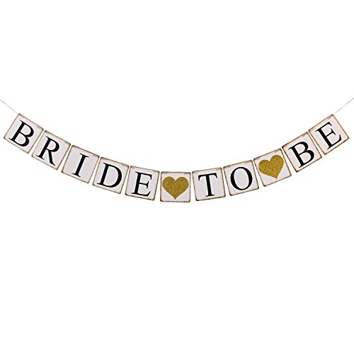 Ling's moment Bride To Be Banner with Gold Glitter Heart, Wedding Bunting Garland - Sign Photo Prop, Party Decoration, Bridal Shower Decor, Bachelorette Party Banners