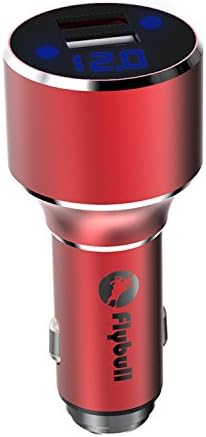 Car Charger, Flybull Quick Charge3.0 40W Led Display Dual Usb Car Charger With Metal Shell for CellPhones,Tablet,Ipads and More (Don't fit for Japanese cars) (Red)