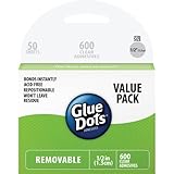 Glue Dots .5 Removable Dot Sheets Value Pack-600 Clear Dots