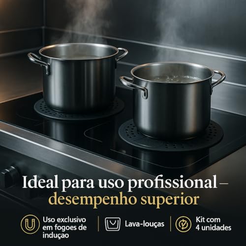 Kit 4 Tapete de Silicone para Fogão de Indução Cooktop – Almofada Protetora Antiderrapante e Reutilizável Alta Resistencia