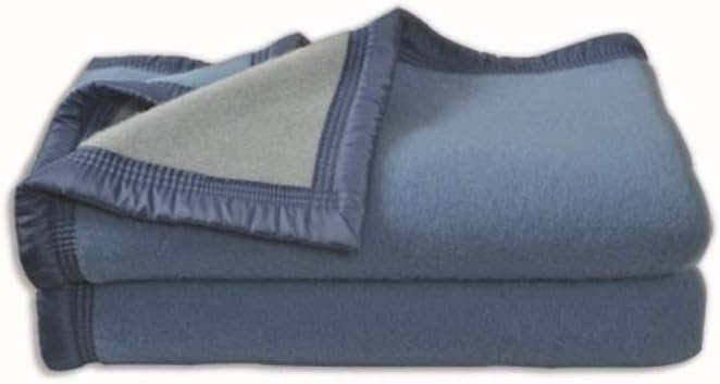 POYET MOTTE Forget-me-not/Sky Wool Blanket 240 x 260 cm - Aubisque Range - Made in France, Myosotis/Ciel, 260x240 cm