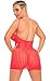 Women's Sexy Seamless Skin Tight Hosiery Mini Dress Lingerie (One Size, Red)