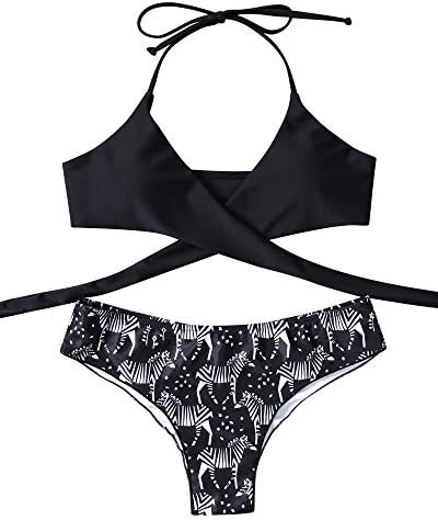 MOOSKINI Womens Padded Push-up Bikini Set Bathing Suits Two Pieces Swimsuit Black