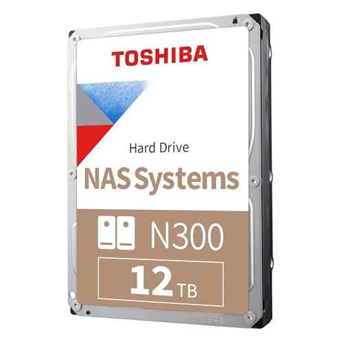 TOSHIBA N300 12TB Interne NAS-Festplatte, 3,5'' SATA HDD, 7200 RPM, 24/7 Betrieb, unterstützt 1-8 Baysysteme, 128MB Cache, 180TB/Jahr Arbeitslast, 3 J