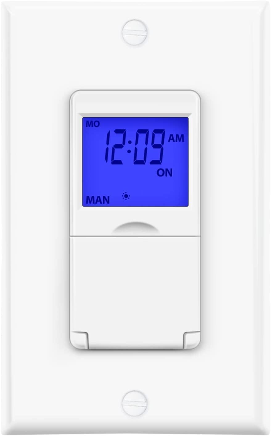 Timer Switch For Lights BN-LINK 7-Day In-Wall Timer - Programmable Light/Fan  Switch With Blue Backlight (Neutral Wire Needed) Light Timers Programmable  Indoor, image size:879x1415