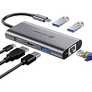 USB C Hub, UtechSmart 6 in 1 USB C to HDMI Adapter with 1000M Ethernet, Power Delivery PD Type C Charging Port, 3 USB 3.0 Ports Adapter Compatible for MacBook Pro, ChromeBook, XPS, and USB C Devices