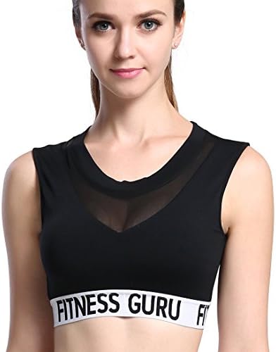 Campeak Women's High Impact Full Support Workout Sports Crop Bra Top (Black XL)