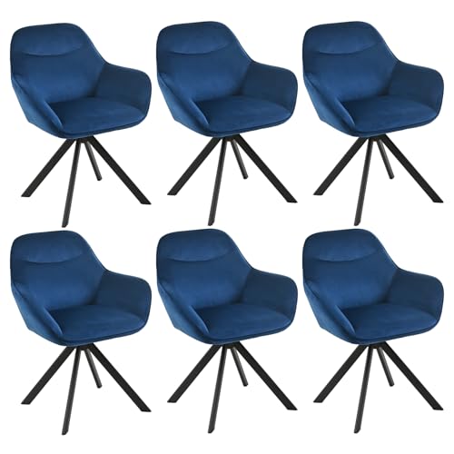 Goeurvant Esszimmerstühle Drehbar 6er Set mit Armlehne, 360° drehbar, Polsterstuhl Samt, Drehstuhl Esszimmer, Küchenstuhl mit Metallbeine für Esszimme