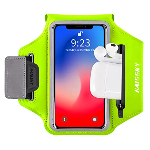 Running Cell Phone Armband Phone Holder Water Resistant Sports Armband with TWS headphones Pocket/Key Holder Sport Arm Bands for Galaxy S20 S10 for Runners,Gym Jogging Biking Running Exercise 6.3"