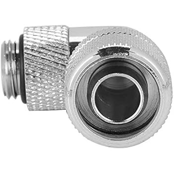 Wendry Computer Water Cooling Elbow Fitting, G1/4 2 Points Thread Water Cooling Fitting Thick Tube 90° Right Angle Elbow for Computer Water Cooling Systems(Silver)