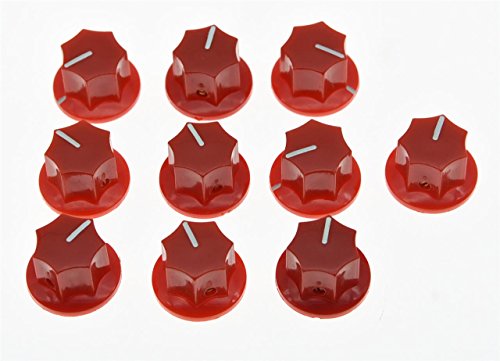 KAISH 10x Red Brass Insert USA Spec 1/4" Large Jazz J Bass Knob Jaguar Mustang Style Knobs