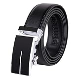 JINIU Men's Leather Belt Automatic Buckle 35mm Ratchet Dress Black Belts Boxed