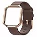 Henoda for Fitbit Blaze Bands Leather Small Large Strap Smart Fitness Watch Band Women Men (9. A Saddle Brown band and Rose Gold Frame, Large: 6.7