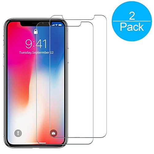 iPhone X Screen Protector, BONGEEK [2-Pack][Case Friendly] Premium Tempered Glass Screen Protector for Apple iPhone X / iPhone 10 - Clear HD Transparency [Anti-Scratch]