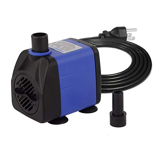 YCTECH 8W 158GPH Submersible Water Pump for Pond, Aquarium, Fish Tank Fountain Water Quiet Pump Hydroponics, with 2 Nozzles for Pond (8W 158GPH)