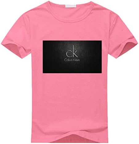 Sonya Jackson Calvin Klein Women's Fashion Slim Short Sleeve T-shirt CK Logo Pure Cotton Crewneck Lightweight Large Pink