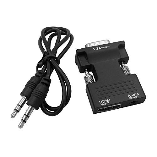 HUACAM 1080P Female HDMI to VGA Male Converter Adapter Dongle - 3.5mm Stereo Audio - for TVs, Speakers, Computers, Laptops, Gaming Consoles, Notebooks, Blu-ray DVD Players & More - Thumbnail 4