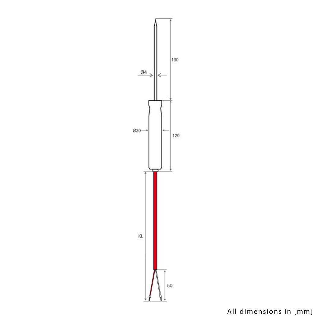 iOVEO 030ES01204, PT100, Heavy duty probe, 2 lines with Teflon handle/core temperature sensor, food grade water vapour proof - Image 3