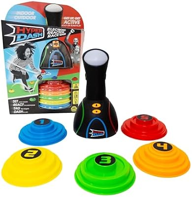 Hyper Dash - Juego de Velocidad y Agilidad de 1 a 10 Jugadores, Incluye 3 Modalidades, Señales de Colores y Rutas Personalizables, para Uso Interior y Exterior, (HYP01000)