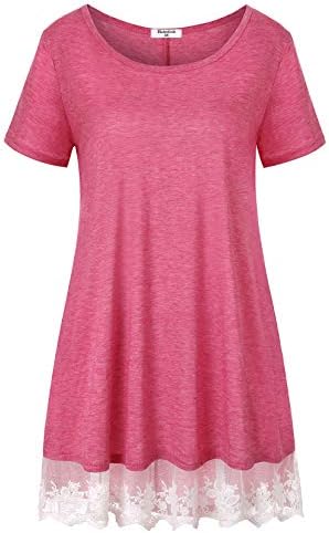 Bobolink Women's Tunic Tops Round Neck Pleated Vest Shirts Summer Blouse Shirts
