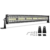 LED Light Bar 29"(32" with Mounting Bracket) Curved DWVO 390W Triple Row 35000LM Upgrade Chipset Led Work Light for Off Road Driving Fog Lamp IP68 WATERPROOF Spot & Flood Light Bars, 2 Year Warranty