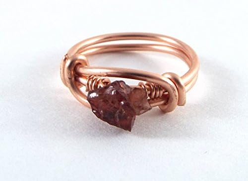 Raw Garnet SIZE 9 Wire Wrapped Ring (Rose Gold)