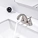 Friho Lead-Free Modern Commercial Two Handle Brushed Nickel Bathroom Faucet,Bathroom Vanity Sink Faucets with Drain Stopper and Water Hoses