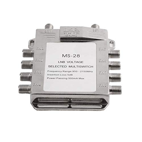 Dofranmigo Portable 2x8 JS-MS28 Satellite Signal Multiswitch 950-2150MHz LNB Voltage Selected Switch Low Loss LNB Receiver Multiswitch