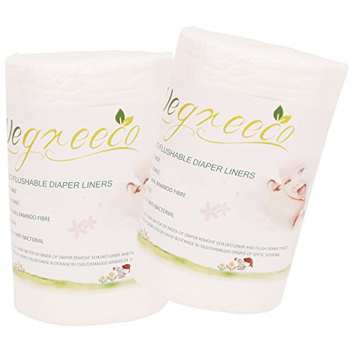 Wegreeco 100% Bamboo Unscented Biodegradable Diaper Liners - Fragance Free and Chlorine Free - 100 Sheets Per Roll, 2 Roll