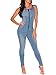 Lovezesent Women's Sexy Halter Denim Backless Jumpsuit