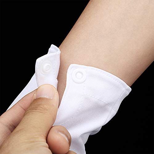 White Stitched Cotton Gloves for Formal Tuxedo Jewelry Inspection, 2 Pairs (Nylon 10 Inch)