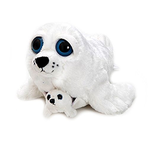 The Petting Zoo Bright Eye Pocketz Harp Seal Mom and Baby 13 inches