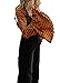 Yissang Women's Long Cascading Ruffle Sleeve T Shirt Tunic Tops Pullover Blouse Stripe Brown X-Large