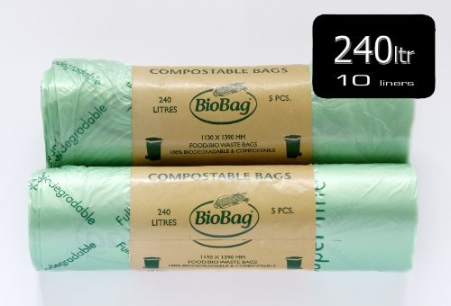 Biobag 240 Litre Cornstarch Wheelie Bin Liner 10 Pack