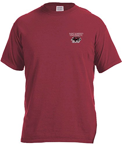 NCAA St. Joseph'S Hawks Simple Circle Comfort Color Short Sleeve T-Shirt, Chili,XX-Large