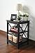 RAAMZO Black Finish Wooden X-Design Chair Side End Table with 3-tier Shelf