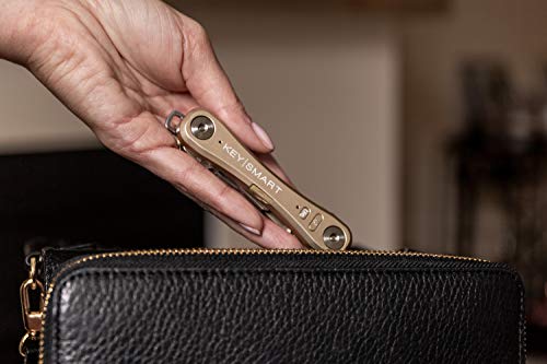 KeySmart Pro - Compact Key Holder w LED Light & Tile Smart Technology, Track Your Lost Keys & Phone w Bluetooth (up to 10 Keys, Gold) - Thumbnail 4