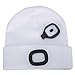 Wenjuan USB Rechargeable LED Beanie Cap, Lighting and Flashing Alarm Modes Ultra Bright 4 LED Hands Free Flashlight Unisex Winter Warmer Knit Cap Hat(White)