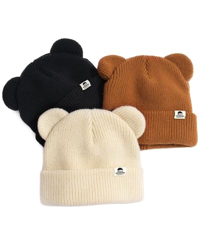 FURTALK Baby Beanie Winter Hat with Bear Ear for Infant Toddler Boys Girls Soft Knitted Skull Cap