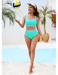 BMJL Womens Tummy Control Swimsuit High Waisted Two