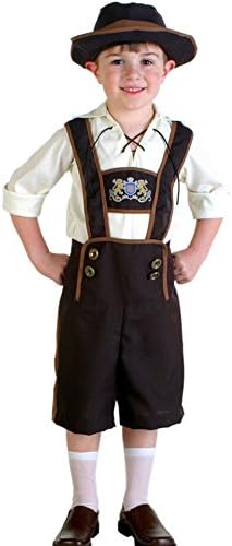 Paniclub Oktoberfest Costume Bavarian Kids Uniform Lederhosen Shorts with Shirt and Hat