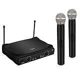 ELEGIANT Dual Wireless Microphone System - Professional Home KTV Set - Portable 2-Channel Microphone Karaoke Kit VHF