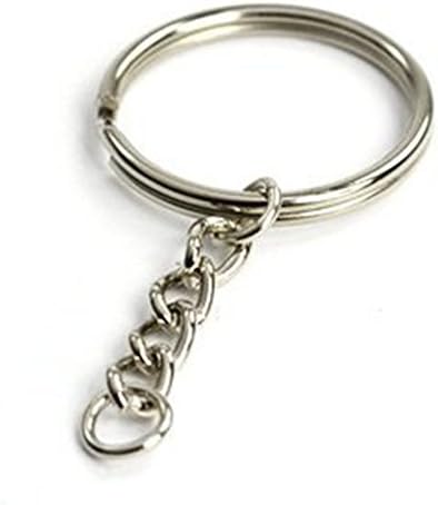 100pcs Nickel Plated Split Key Ring with Chain Silver Color Metal Split Keychain Ring Parts With 1inch /25mm Open Jump Ring and Connector
