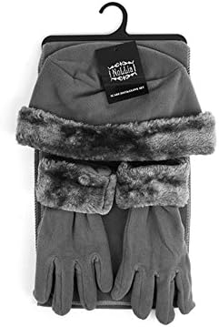 Women's Solid Polyester Fleece 3-Piece gloves scarf Hat Winter Set