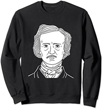 Unisex Edgar Poe Portrait Sweatshirt - Poet Gift XL: Black
