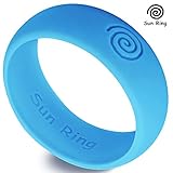 Sun Ring Silicone Wedding Ring Men - Black, Blue, Light Grey – Mens Rubber Wedding Ring Police Officer, Firefighter - Comfortable Workout Weight Lifting, Crossfit