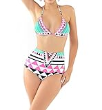 Women's High Waist Padded Bikini Swimsuit Swimwear Push Up Bathing Suit for Women